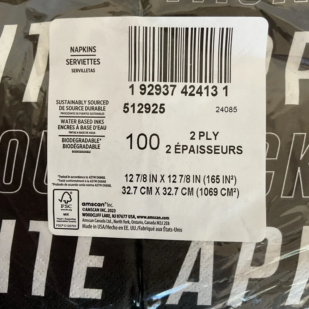 Super Bowl Party Napkins NWT
